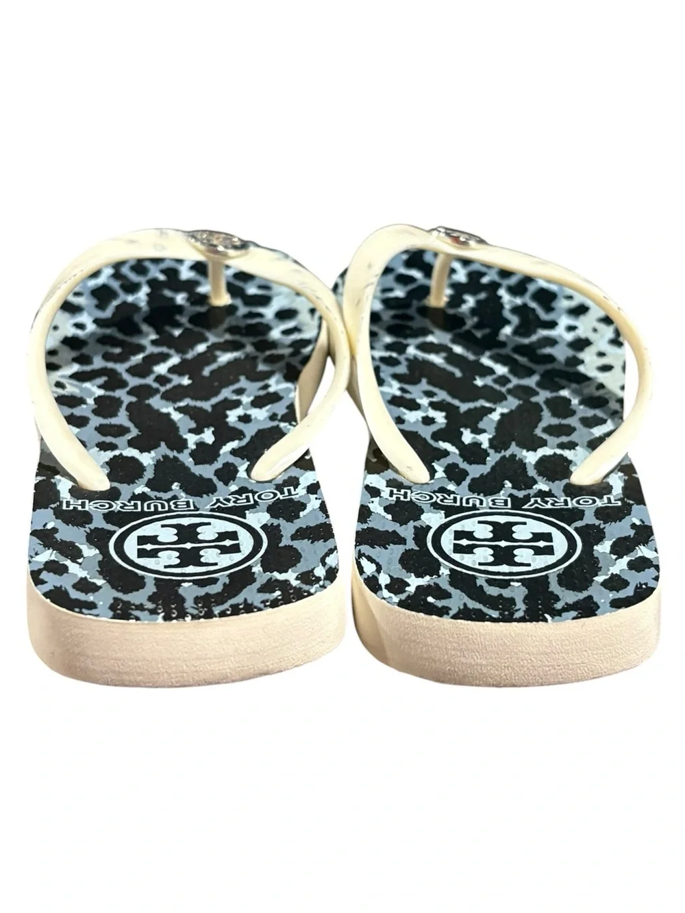 Tory Burch Leopard Print Slip On Flip Flops Sandals Size 8